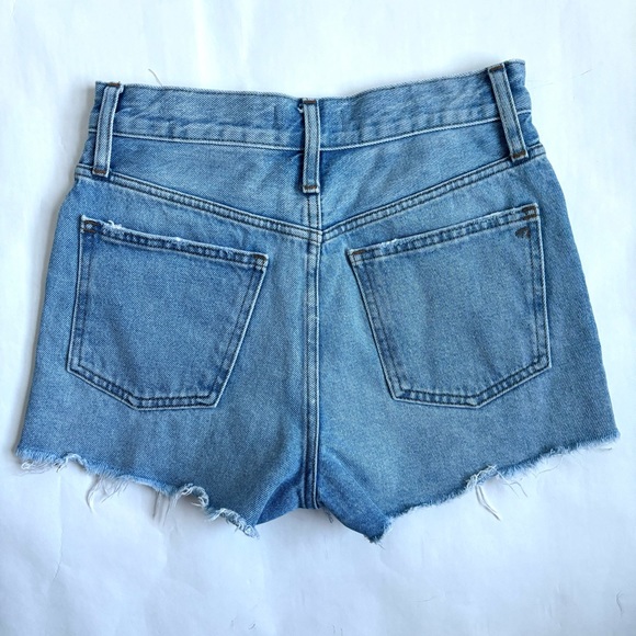 Madewell The Perfect Blue Denim Jean Short Distressed Raw Hem Size 25 - Picture 13 of 14